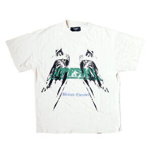 REPRESENT Beige Cotton BRITISH THUNDER Knit Jersey Printed Top T-Shirt XS